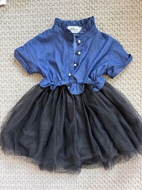 Lola + The Boys Audrey Hepburn Denim and Tulle Dress Sz 4